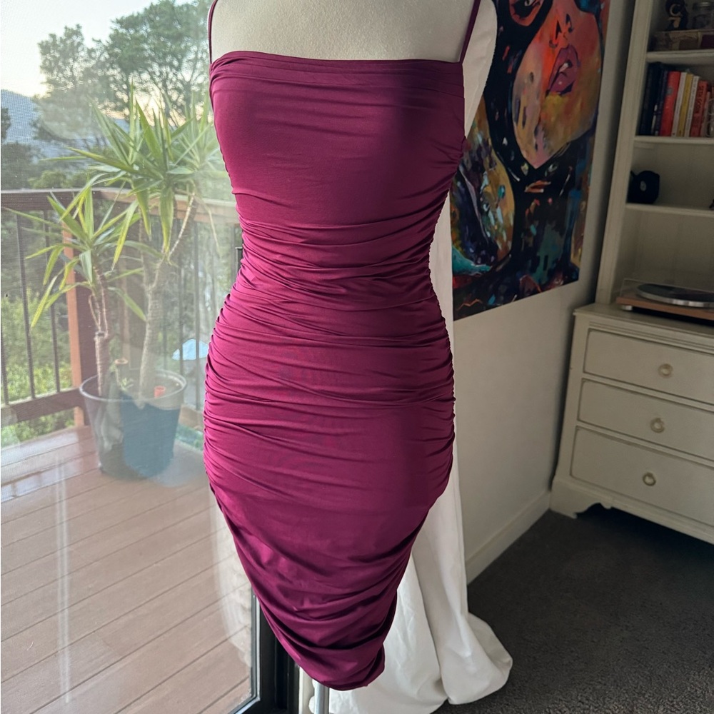 Maroon asymmetrical dress
